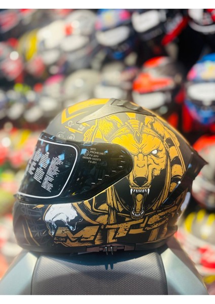 M- 201 Full Face Anubis Gold Güneş Vizörlü Siyah Camlı Motosiklet Kaskı fırsatları