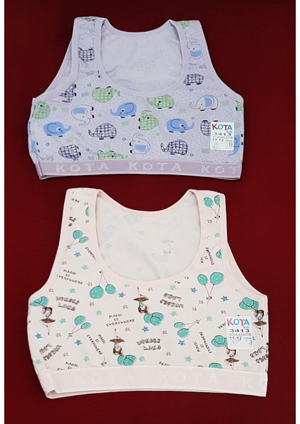 Kız Çocuk Geniş Askılı Büstiyer 2'li Paket (11-12) Yaş Pembe- Eflatun Renk
