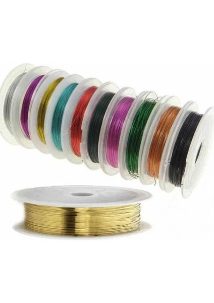 Renkli Takı ve Filografi Teli Makara Tel 0.4mm Ince - 10 Farklı Renk indirimleri