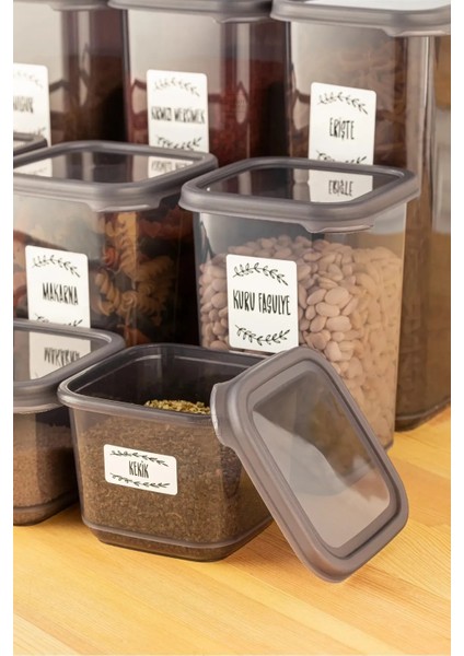 Lia 92 Parça Kare Erzak ve Bakliyat Saklama Kabı Baharat Seti 12X300ML 10X(350ML500ML1100ML)4X1700ML