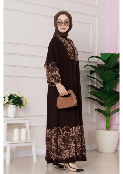 Robalı Zühre Viscon Elbise-Kahverengi modelleri