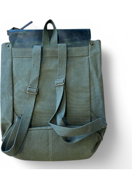Old Cotton Vintage Kanvas Deri Su Geçirmez Laptop Bölmeli Okul Seyahat Kamp Sırt Çantası 31 cm x 44 cm
