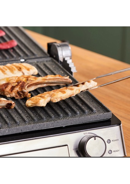 Biogranit Izgara ve Tost Makinesi 2000W, Paslanmaz Çelik Gövde Inox, 4 Kademe, Çıkarılabilir Granit Plaka