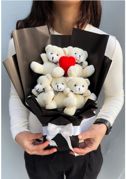 Peluş Buket Ayıcık Buketi Kalpli Sevgiliye Kız Arkadaşa Anneye Ablaya Kardeşe Dogumgunu Yıl Dönümü