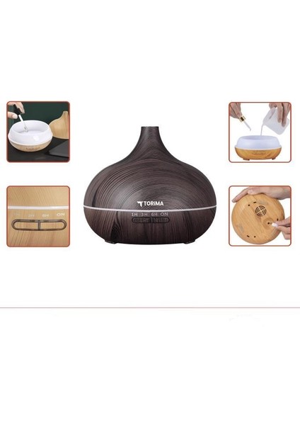 SL-168 Koyu Ahşap Humidifier Hava Nemlendirici Ledli Aroma Terapisi Dekoratif Buhar Makinesi