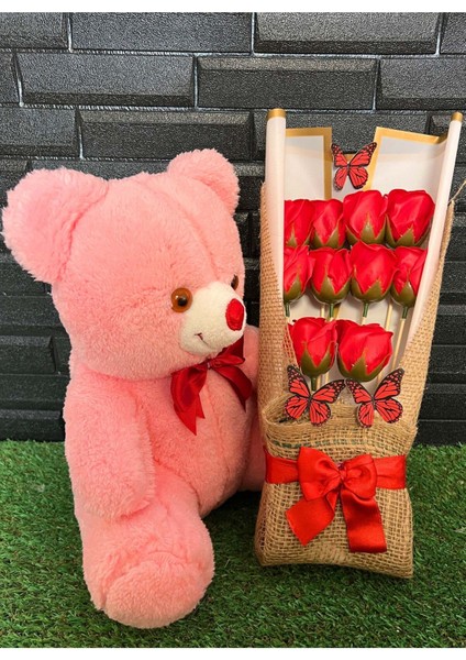 35cm Pembe Ayıcık ve Yapay Gül Buketi Sevgiliye Kız Arkadaşa Kiza Arkadaşa Anneye Ablaya Kız Kardeşe fırsatları