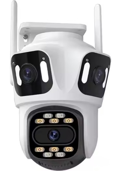4K 8mp Ip Dış Mekan Hd Üç Lens Çift Ekran Wifi Ptz Otomatik Takip Güvenlik Kamera Su Geçirmez