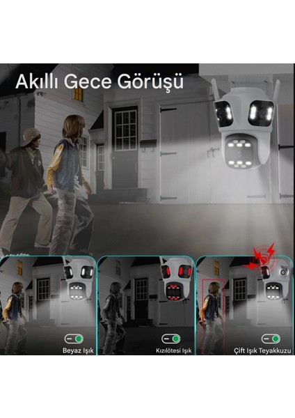 4K 8mp Ip Dış Mekan Hd Üç Lens Çift Ekran Wifi Ptz Otomatik Takip Güvenlik Kamera Su Geçirmez