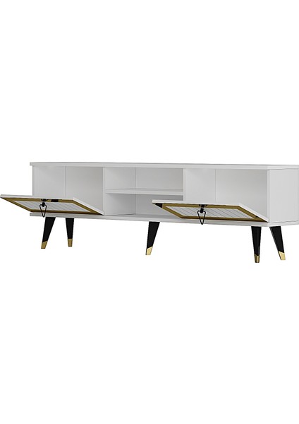 Lidya Tv Stand Beyaz-Altın