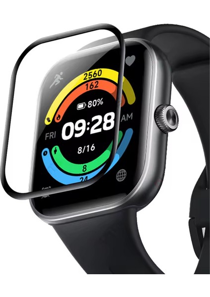 Xiaomi Redmi Watch 5 ile Uyumlu Çerçeveli Tam Kaplayan 3D Pet Ekran Koruyucu Film FC016