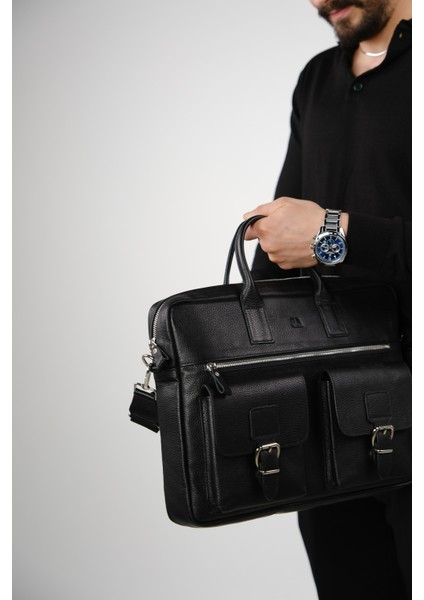 Hakiki Deri Laptop El Çantası | Loreen 2230 - Flother Siyah modelleri