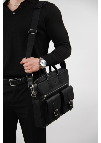 Hakiki Deri Laptop El Çantası | Loreen 2230 - Flother Siyah fırsatları