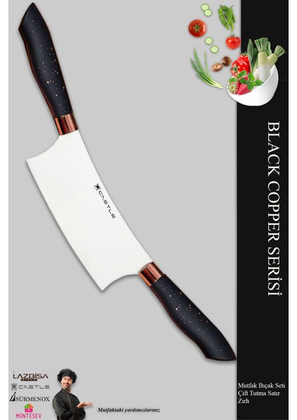 Black Copper Serisi Mutfak Bıçak Pizza Pide Börek Kıyma Bıçağı Zırhı