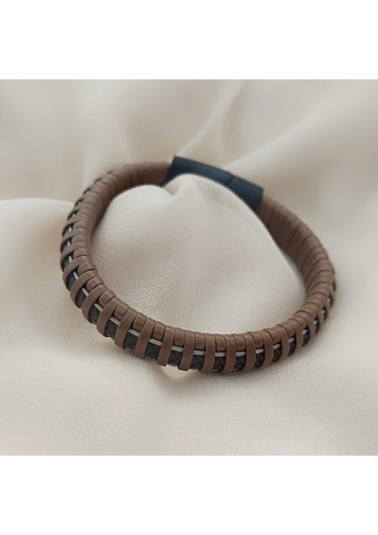 21 cm Bileklik Hakiki Deri Örgü Unisex Kahverengi Bilezik fırsatları