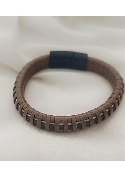 21 cm Bileklik Hakiki Deri Örgü Unisex Kahverengi Bilezik indirimleri