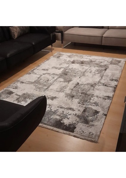 Connect Gri Halı Antrasit Halı Yün Halı Yumuşak Kalın Akrilik Halı Salon Halısı Oturma Odası Halısı 156*230 cm