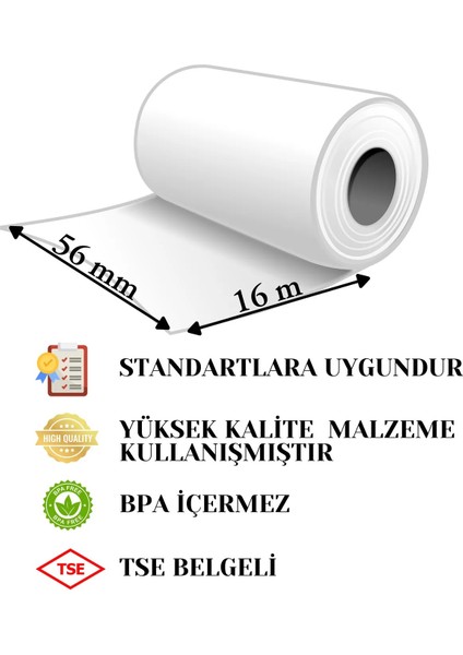 Pos Kağıdı Yazarkasa Termal Rulo 56MM x 16MT 100 lü Paket
