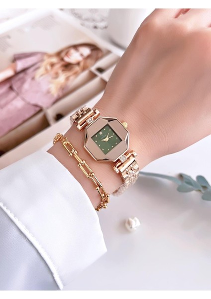 Özel Tasarım Vintage Seri Aynalı Kasa Kadın Kol Saati+Bileklik Hediyeli CL8645.A05 fiyatları