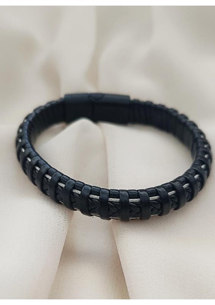 Bileklik Hakiki Deri Örgü Unisex (20.5 Cm) Boncuklu Bilezik fırsatları