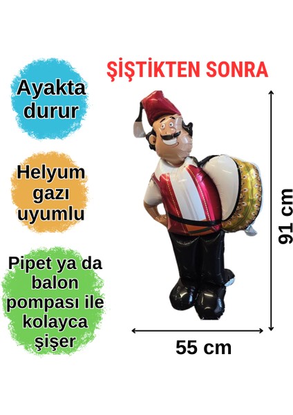 Ramazan Davulcusu Ayakta Durabilen Folyo Balon ve Hoş Geldin Ramazan Kaligrafik Uzar Yazı