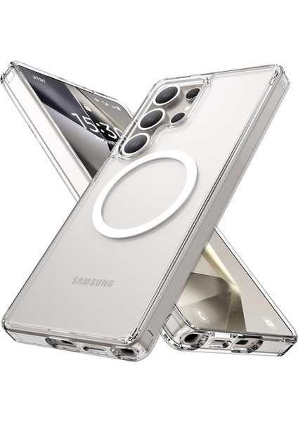 Galaxy S25 Ultra Kılıf Magsafe Uyumlu Raptic Crystal Magsafe Serisi Şeffaf Kapak Şeffaf