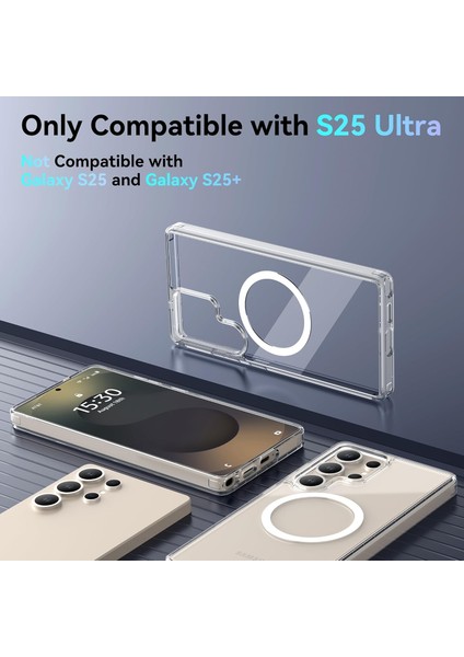 Galaxy S25 Ultra Kılıf Magsafe Uyumlu Raptic Crystal Magsafe Serisi Şeffaf Kapak Şeffaf