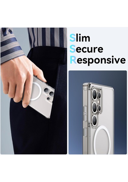 Galaxy S25 Ultra Kılıf Magsafe Uyumlu Raptic Crystal Magsafe Serisi Şeffaf Kapak Şeffaf