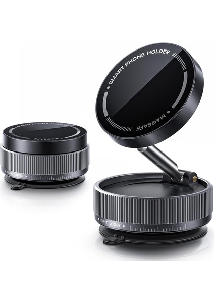 Kipgsm Vakumlu Manyetik 360° Dönen Araç Içi Telefon Tutucu | Samsung Apple Xiaomi Uyumlu | Siyah | Güçlü Tutunma | Şarj Gerektirmez