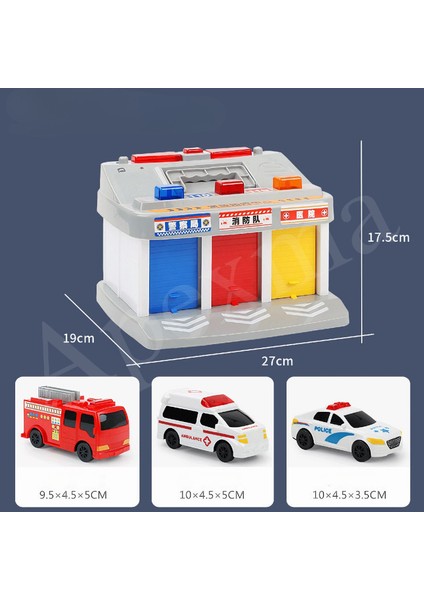 Oyuncak Işıklı ve Sesli Telsizli Ambulans Itfaiye Polis Araçlı Araba Fırlatan Acil Yardım Garajı