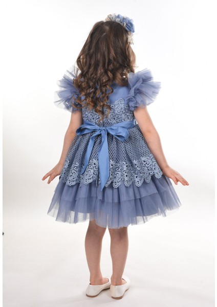 Dantel ve Tül Detaylı Prenses Kız Çocuk ELBISESI_M2402 fırsatları