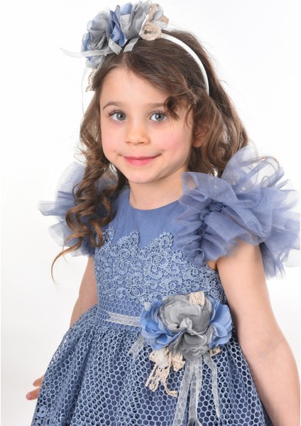 Dantel ve Tül Detaylı Prenses Kız Çocuk ELBISESI_M2402 fiyatları