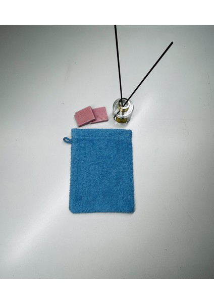16 x 21 cm Mavi Havlu Banyo Kesesi Pamuklu