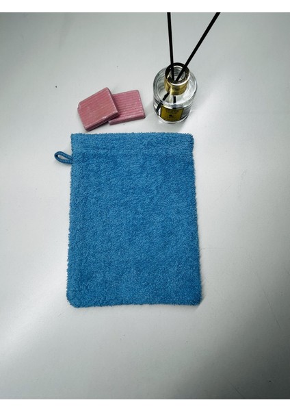 16 x 21 cm Mavi Havlu Banyo Kesesi Pamuklu