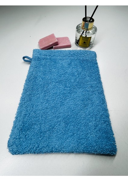 16 x 21 cm Mavi Havlu Banyo Kesesi Pamuklu