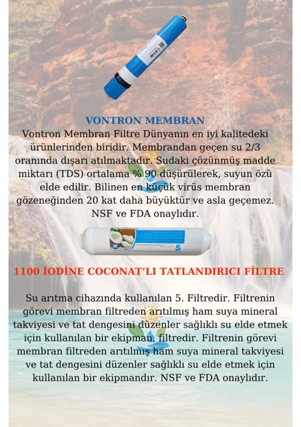 Su Arıtma Cihazı Mavi Şeffaf 8 Litre Tanklı Vontron Membranlı Nsf ve Fda Onaylı indirimleri