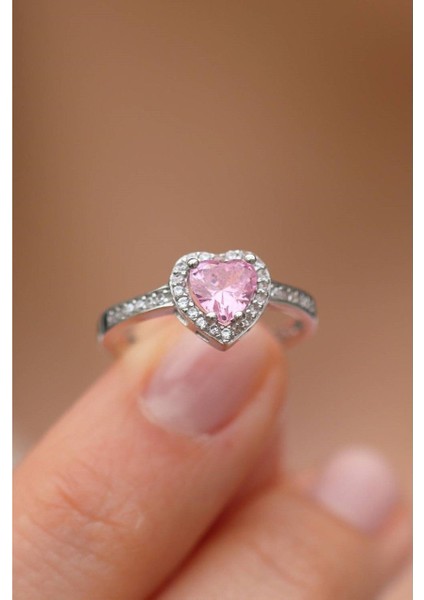 Çelik Pembe Ayarlanabilir Kadın Kalpli Pandora Gümüş Yüzük modelleri