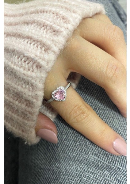 Çelik Pembe Ayarlanabilir Kadın Kalpli Pandora Gümüş Yüzük fırsatları