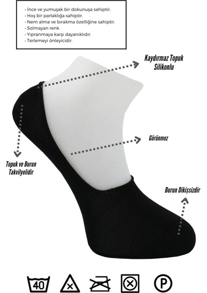 Premium 9'lu Dikişsiz Burunlu Kaydırmaz Silikon Topuklu Bambu Babet Çorap fırsatları