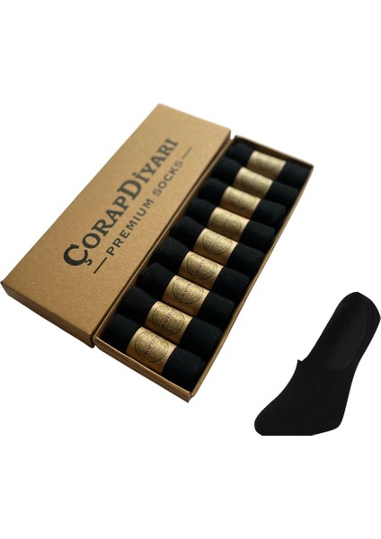 Premium 9'lu Dikişsiz Burunlu Kaydırmaz Silikon Topuklu Bambu Babet Çorap