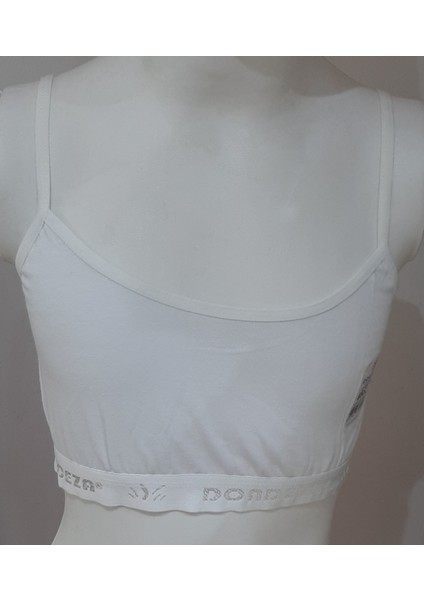 Kız Çocuk Ince Askılı Alıştırma Büstiyer 2'li Paket Beden (L-XL) Beyaz-Ekru Rengi