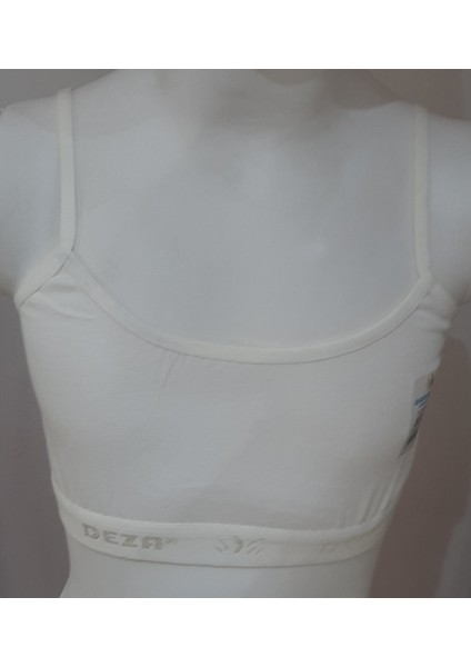Kız Çocuk Ince Askılı Alıştırma Büstiyer 2'li Paket Beden (L-XL) Beyaz-Ekru Rengi