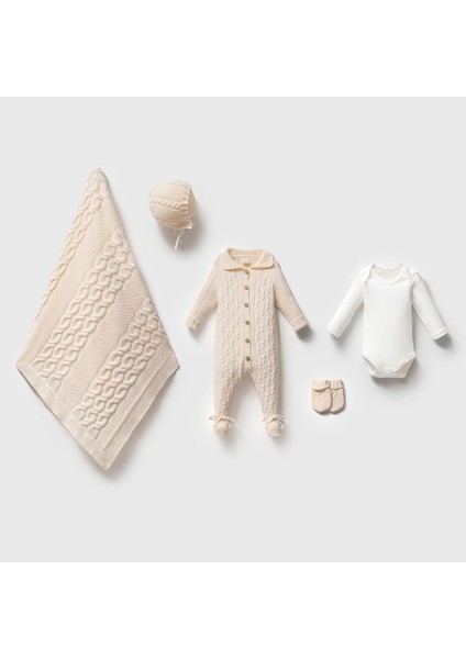 8298N Unisex Bebek Triko Alex Gots 5'li Kutulu Naturel Hastane Çıkış Seti