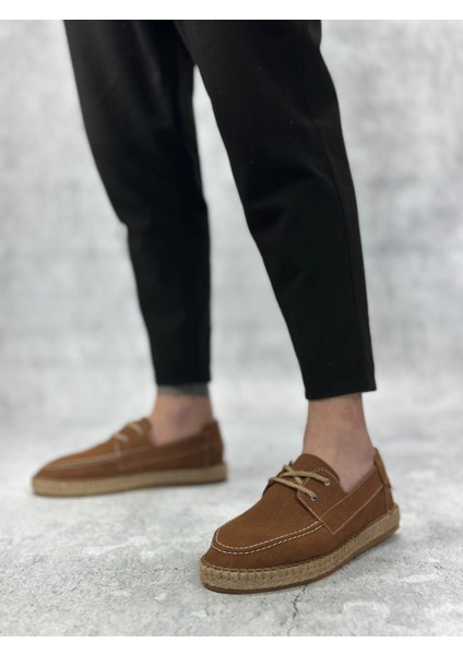 BA0358 Boa Doğal Deri Tozu Bağcıklı Kauçuk El Yapımı Espadril Taban Taba Renk Erkek Ayakkabı modelleri