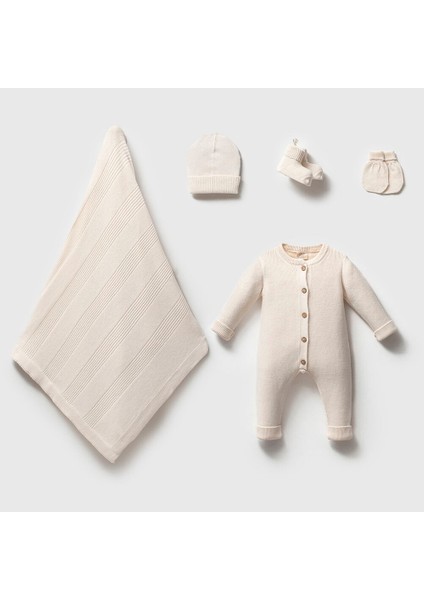 8247N Unisex Bebek Triko Adolfo Gots 5'li Kutulu Naturel Hastane Çıkış Seti