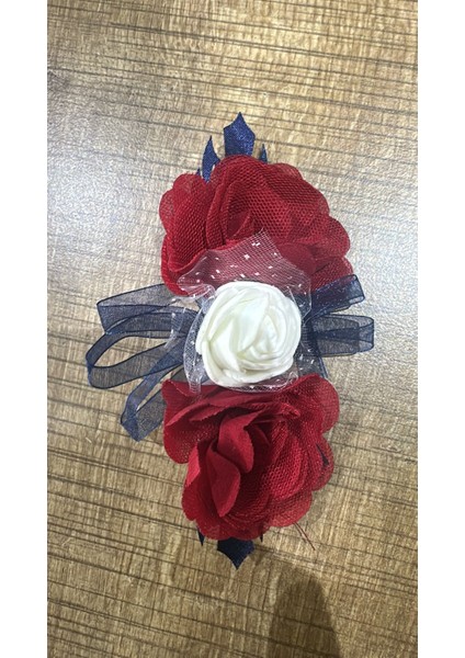Renkli Kırmızı Beya Zçiçekli Broş Yaka Iğnesi 11x5 cm fiyatları