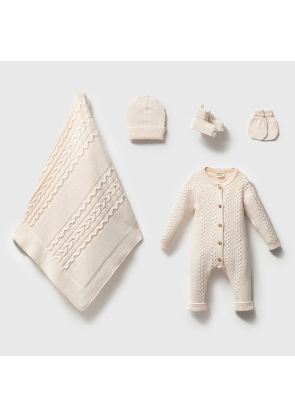 8264N Unisex Bebek Triko Gots 5'li Kutulu Naturel Hastane Çıkış Seti