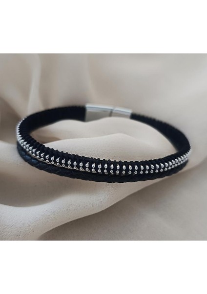 Bileklik Hakiki Deri Örgü Unisex 20.5 cm Cam Nazar Boncuklu Bilezik Takı Aksesuar modelleri