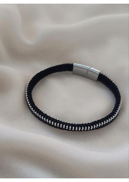 Bileklik Hakiki Deri Örgü Unisex 20.5 cm Cam Nazar Boncuklu Bilezik Takı Aksesuar fırsatları