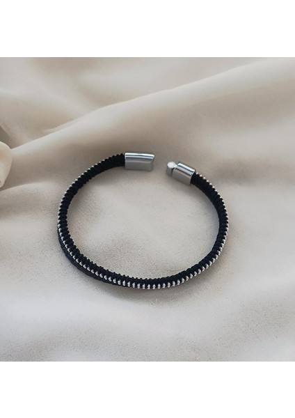 Bileklik Hakiki Deri Örgü Unisex 20.5 cm Cam Nazar Boncuklu Bilezik Takı Aksesuar indirimleri