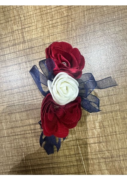 Kırmızı Beyaz Çiçekli Taşlı Broş Yaka Iğnesi 12x4 cm modelleri